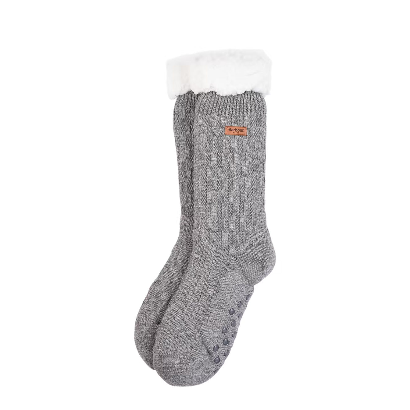 Barbour Womens Cable Knit Lounge Socks Grey Melange - The Sporting Lodge