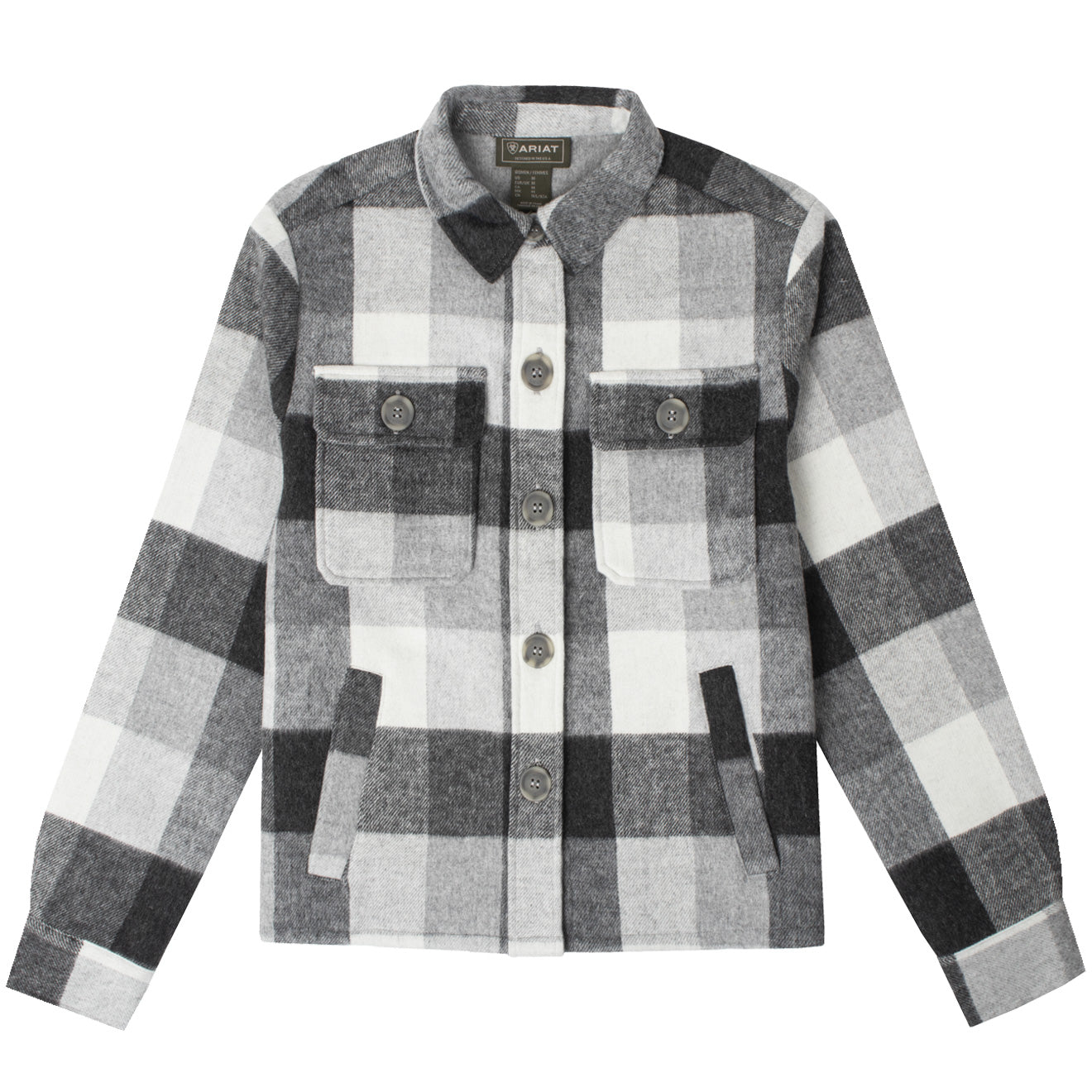 Ariat Womens Ashford Shirt Jacket Heather Grey Plaid - The Sporting Lodge