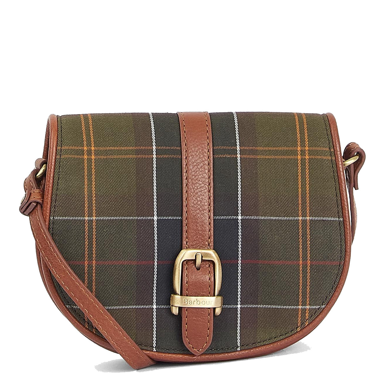 Barbour Katrine Leather Saddle Bag Classic Tartan - The Sporting Lodge