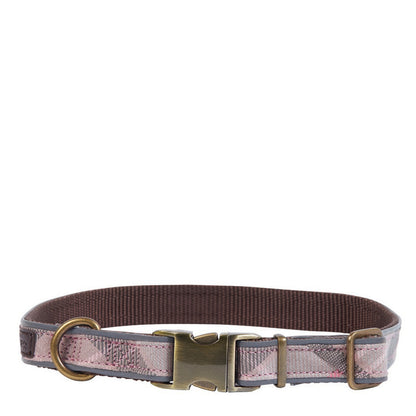 Barbour Reflective Dog Collar Taupe / Pink Tartan - The Sporting Lodge