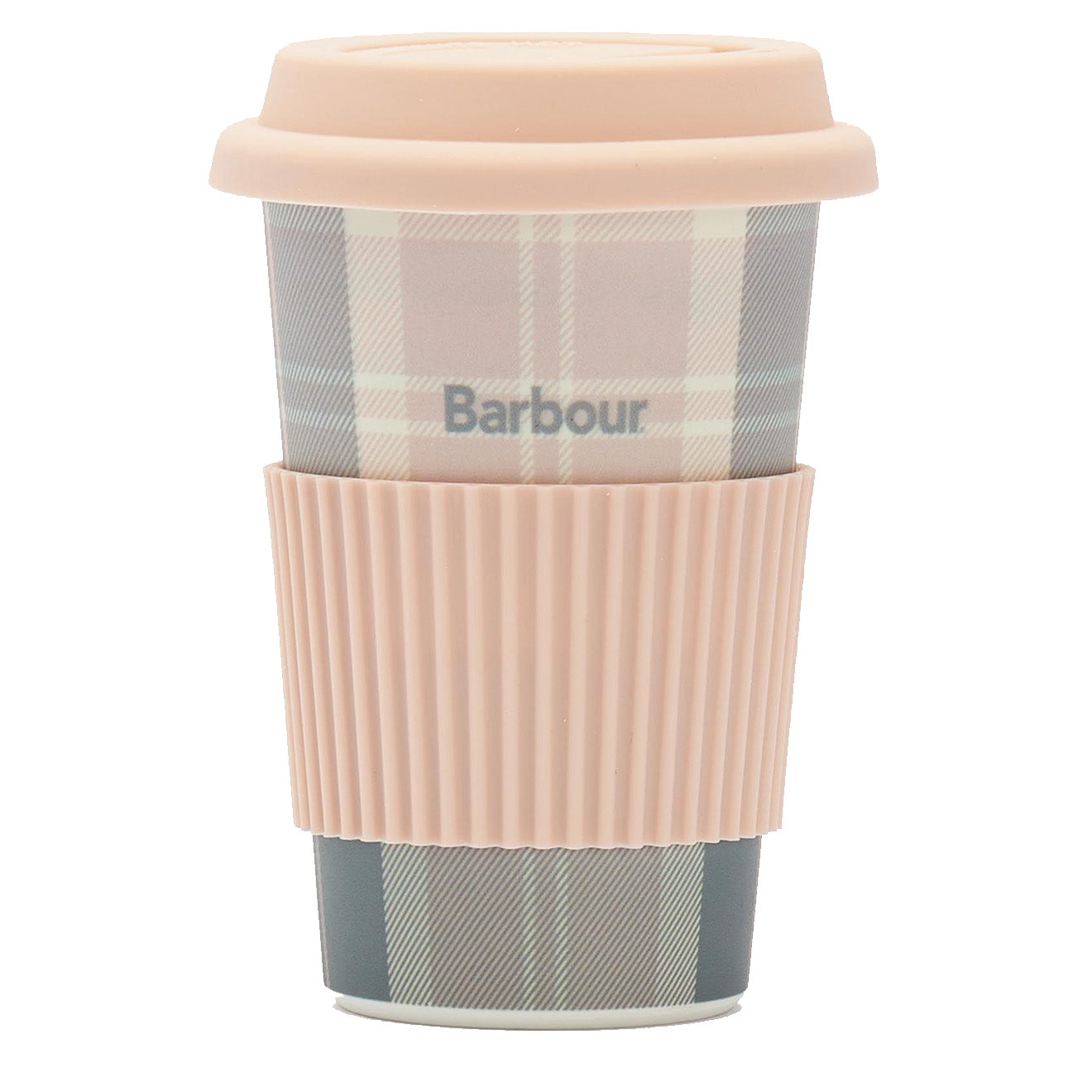 Barbour Reusable Tartan Travel Mug Pink / Grey Tartan - The Sporting Lodge