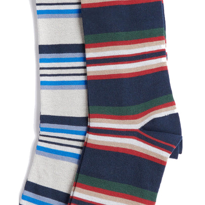 Barbour Summer Stripe 2 Pack Socks Navy Mix - The Sporting Lodge