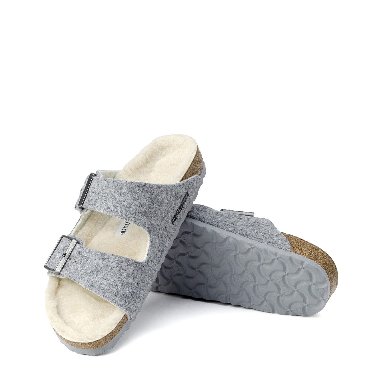 Birkenstock Womens Arizona Wool Felt Narrow Sandals Light Grey