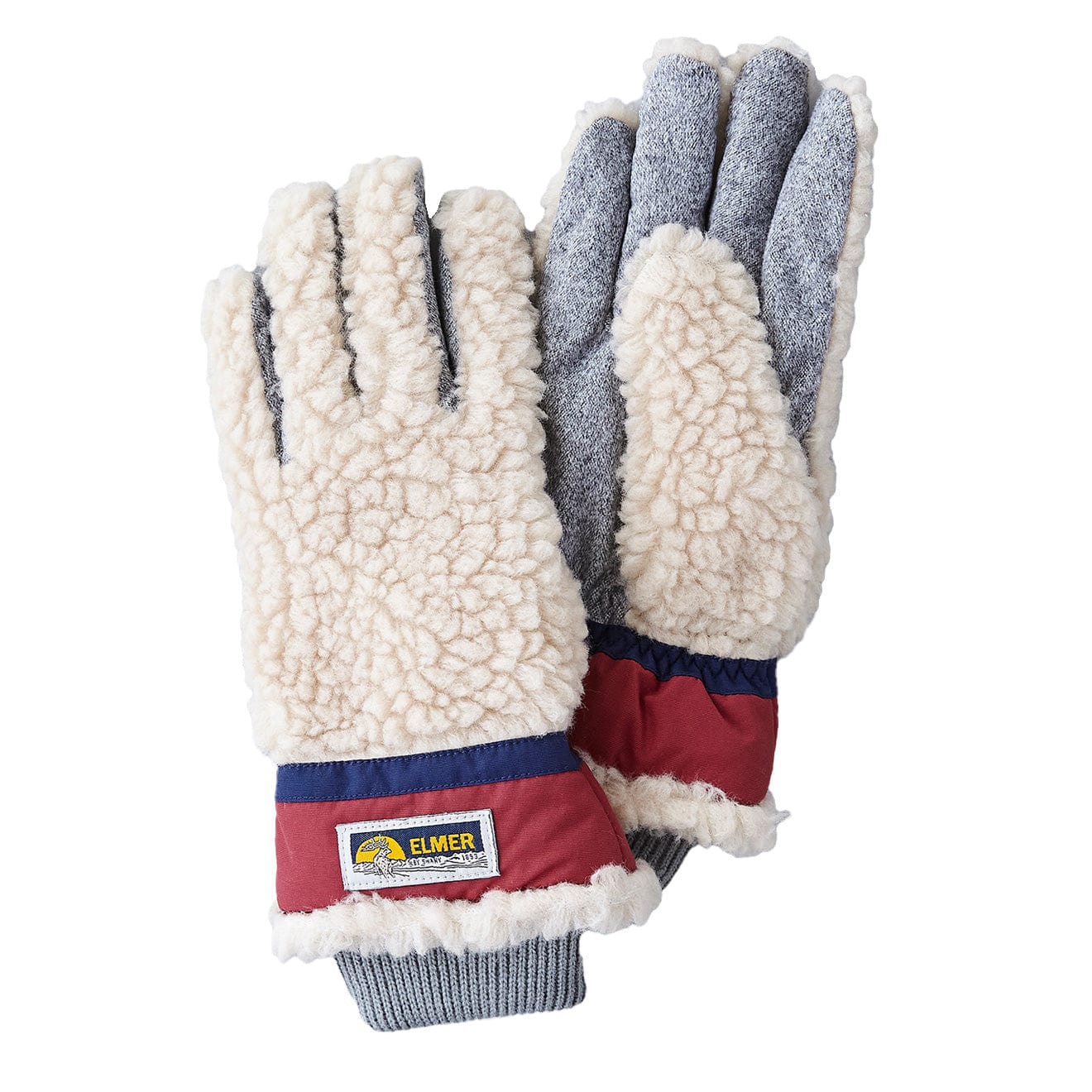 Elmer Gloves Wool Pile 5 Finger Glove Beige / Wine - The Sporting Lodge