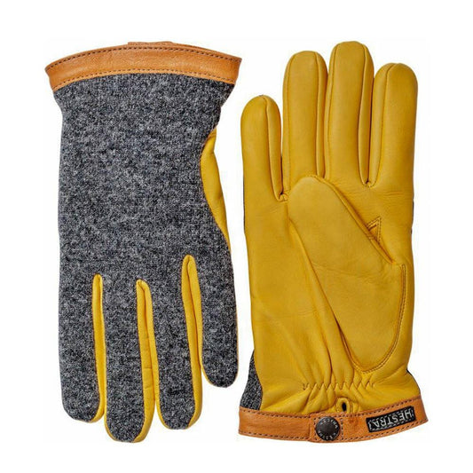 Hestra Deerskin Wool Tricot Gloves Charcoal / Natural Yellow - The Sporting Lodge