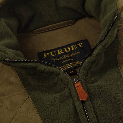 James Purdey Shetland Shooting Fleece Jacket Khaki Green - The Sporting Lodge