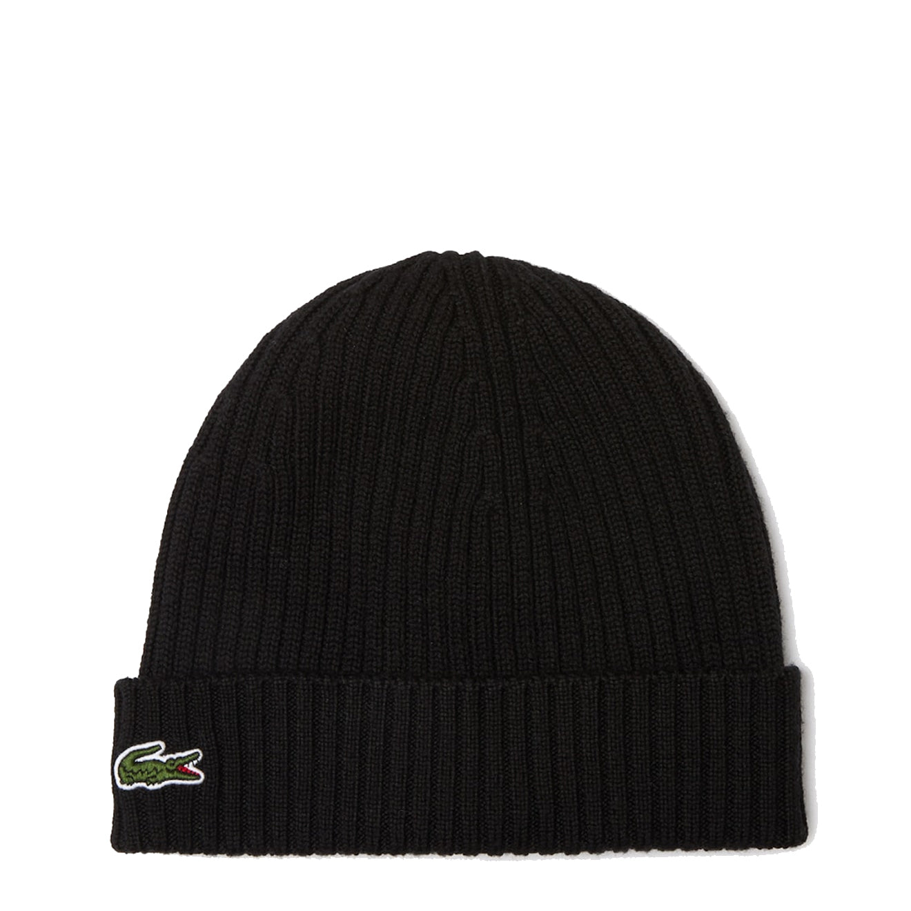 Lacoste Unisex Ribbed Wool Beanie Black - The Sporting Lodge