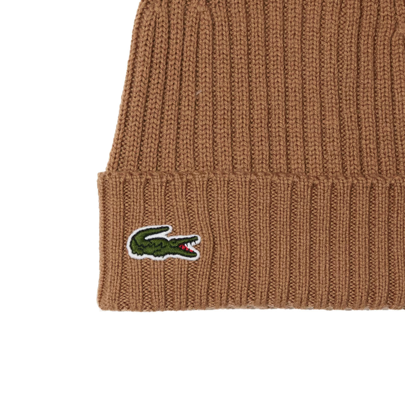 Lacoste Unisex Ribbed Wool Beanie Brown - The Sporting Lodge