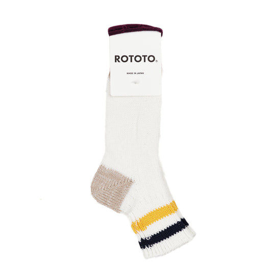 Rototo Two Stripe White / Navy / Yellow - The Sporting Lodge