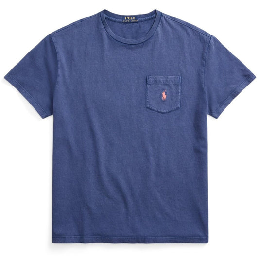 Polo Ralph Lauren Classic Fit Cotton-Linen Pocket T-Shirt Light Navy - The Sporting Lodge