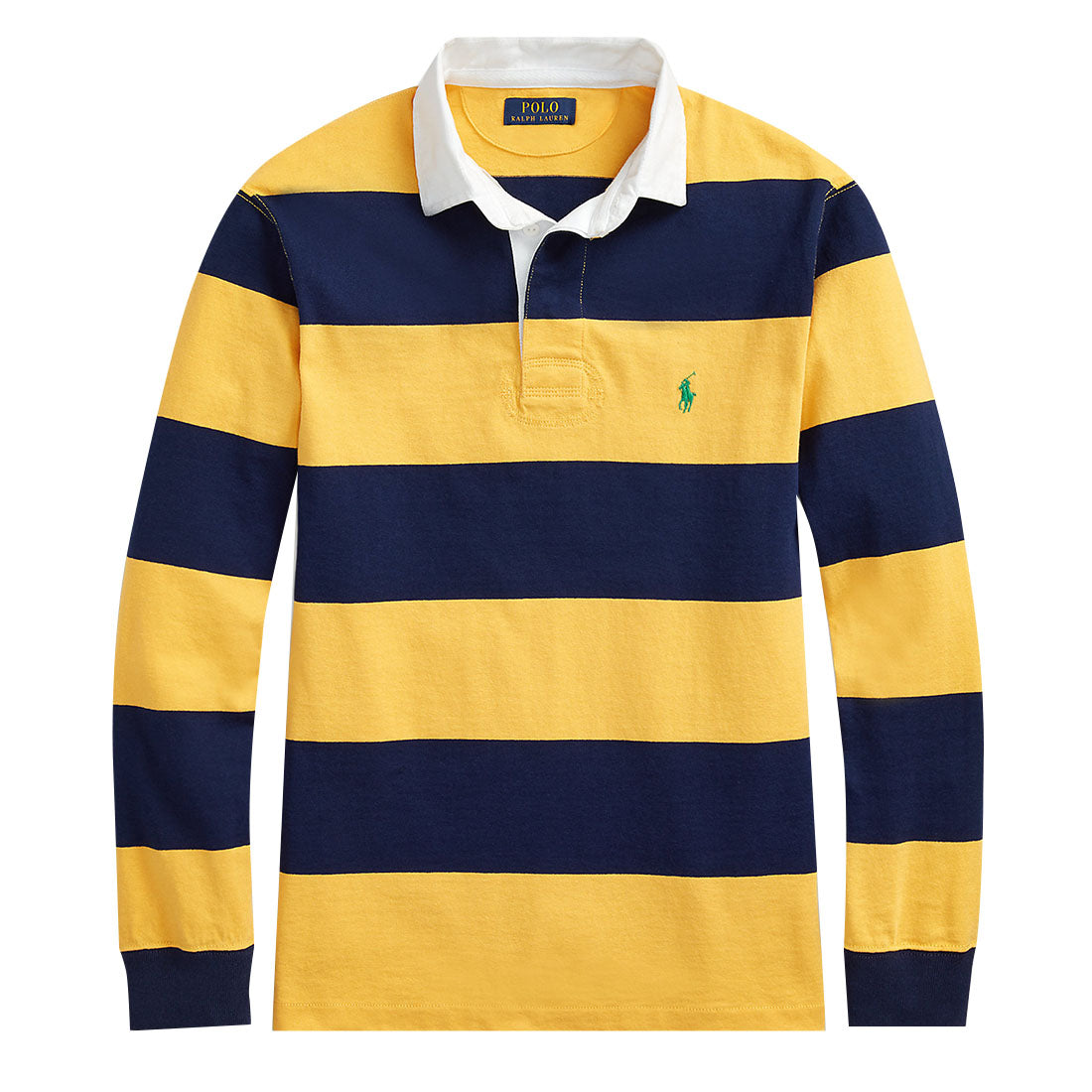 Polo Ralph Lauren Classic Fit Striped Rugby Shirt Gold Bugle Newport Navy