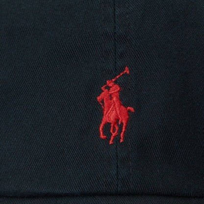 Polo Ralph Lauren Cotton Chino Baseball Cap Polo Black/ Rl 2000 Red - The Sporting Lodge