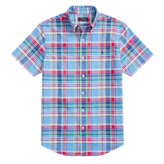 Polo Ralph Lauren Custom Fit Plaid Oxford Shirt Blue/Red Multi - The Sporting Lodge