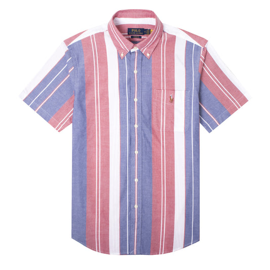 Polo Ralph Lauren Custom Fit S/S Striped Shirt Blue / Red Multi - The Sporting Lodge