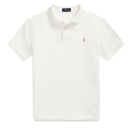 Polo Ralph Lauren Custom Slim Fit Mesh Polo Shirt Deckwash White - The Sporting Lodge