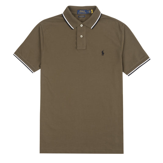 Polo Ralph Lauren Custom Slim Fit Mesh Tipped Polo Defender Green - The Sporting Lodge