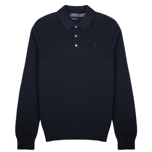 Polo Ralph Lauren Custom Slim Fit Textured Polo Shirt Aviator Navy - The Sporting Lodge