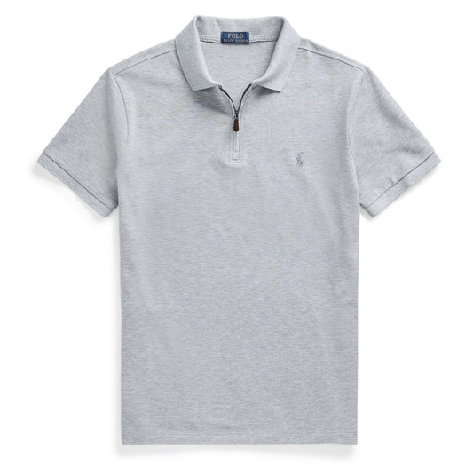 Polo Ralph Lauren Custom Slim Fit Zip Neck Polo Shirt Andover Heather - The Sporting Lodge