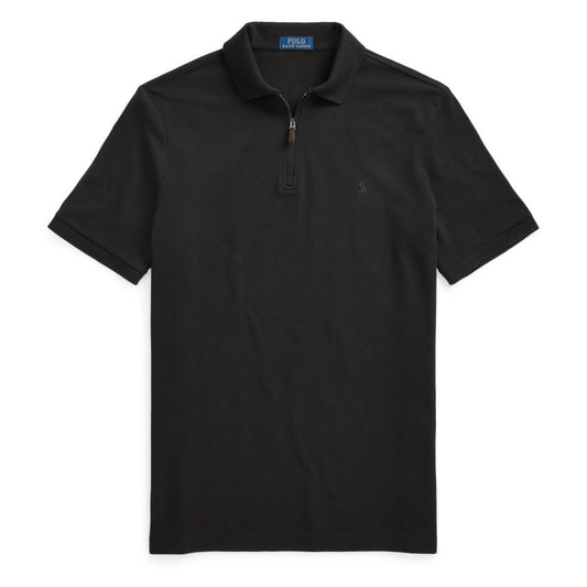 Polo Ralph Lauren Custom Slim Fit Zip Neck Polo Shirt Black - The Sporting Lodge