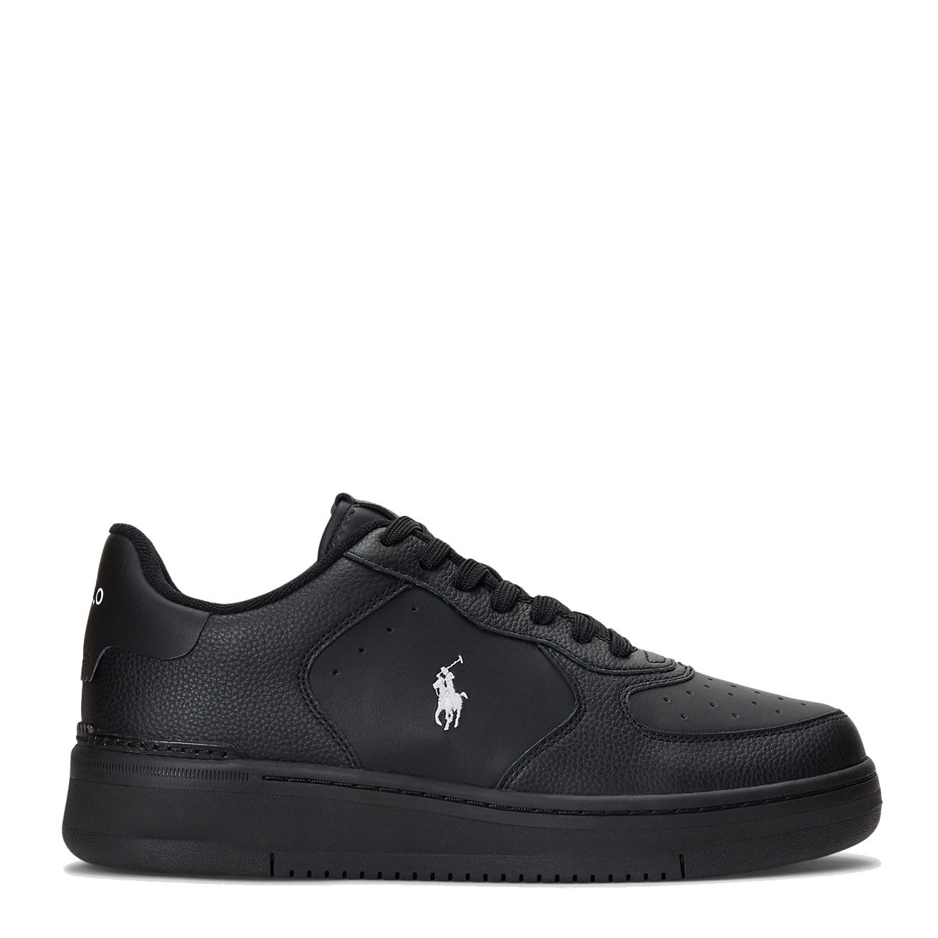 Polo Ralph Lauren Masters Court Leather Trainer Black / White - The Sporting Lodge