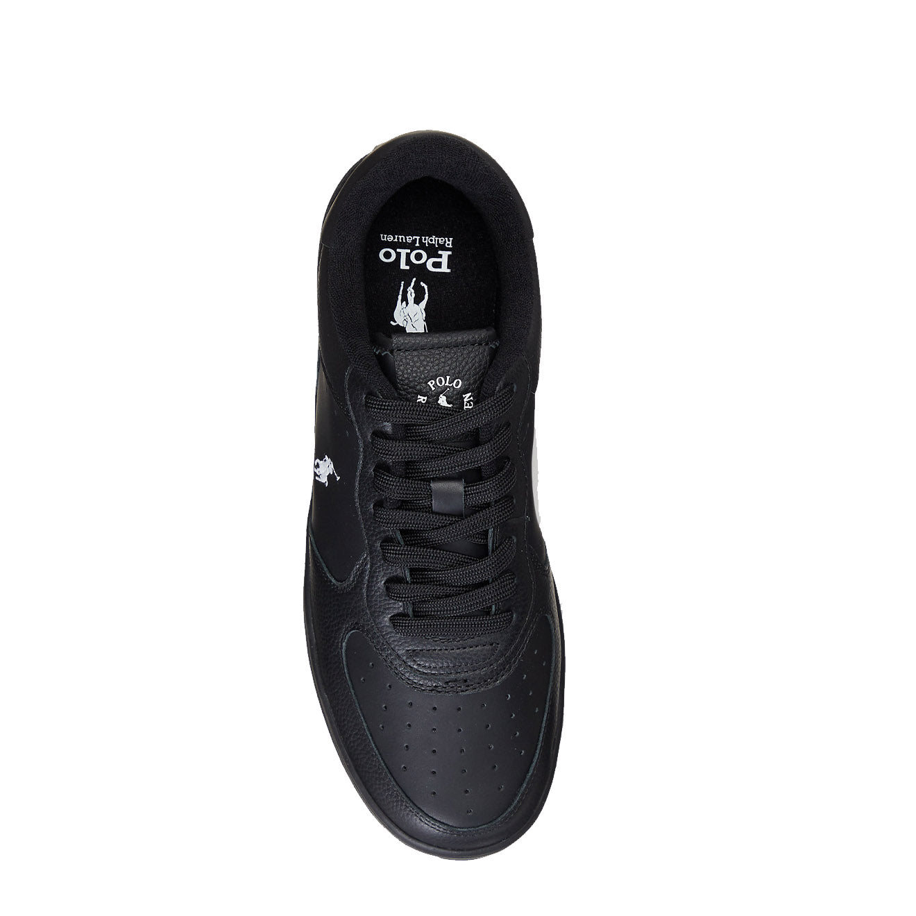 Polo Ralph Lauren Masters Court Leather Trainer Black / White - The Sporting Lodge