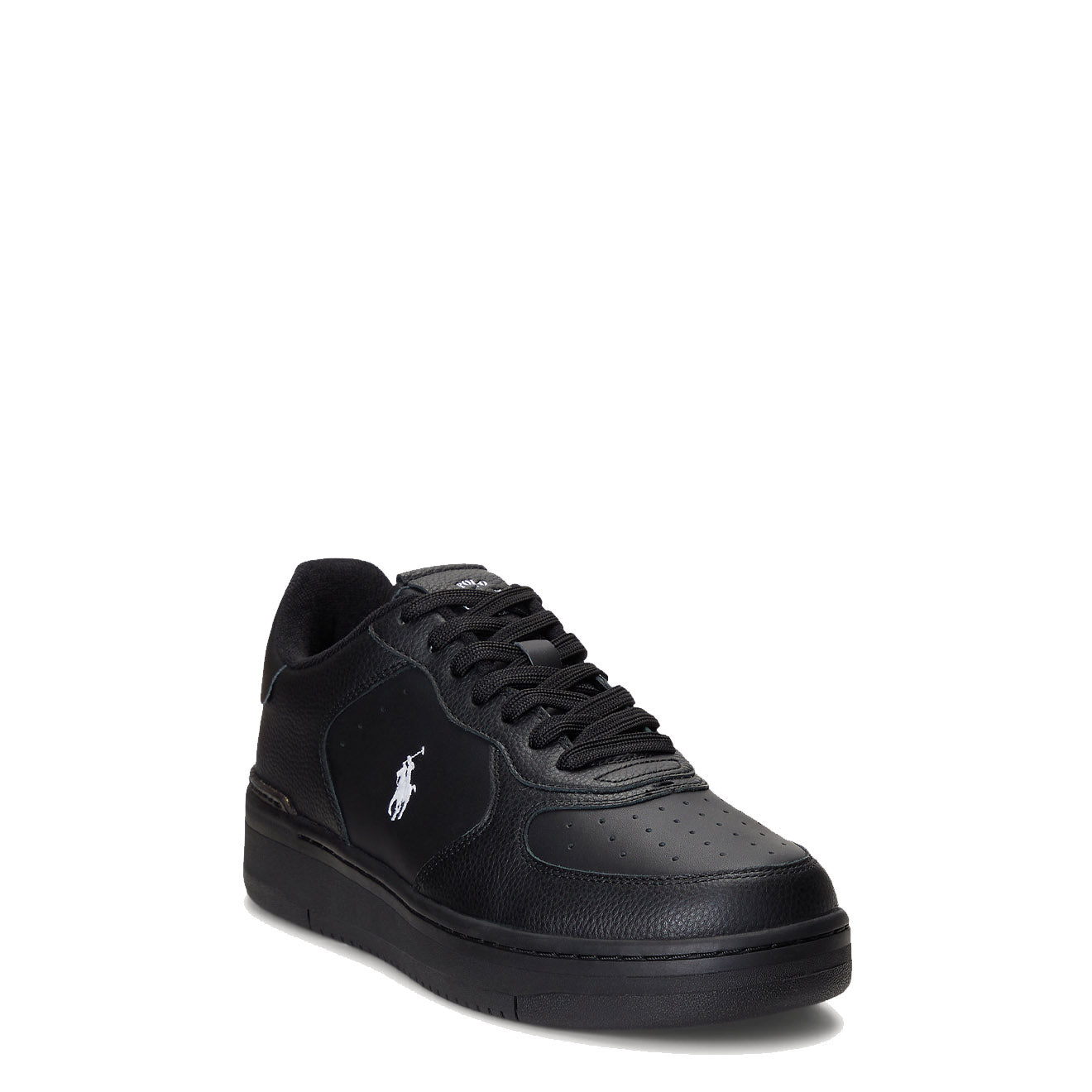 Polo Ralph Lauren Masters Court Leather Trainer Black / White - The Sporting Lodge