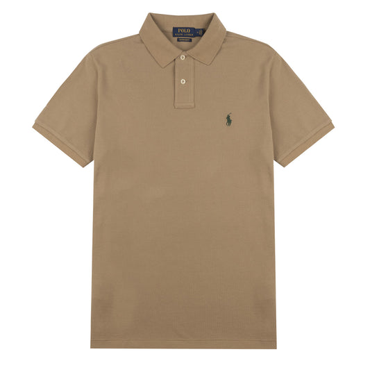 Polo Ralph Lauren Custom Slim Fit Mesh Polo Boating Khaki - The Sporting Lodge