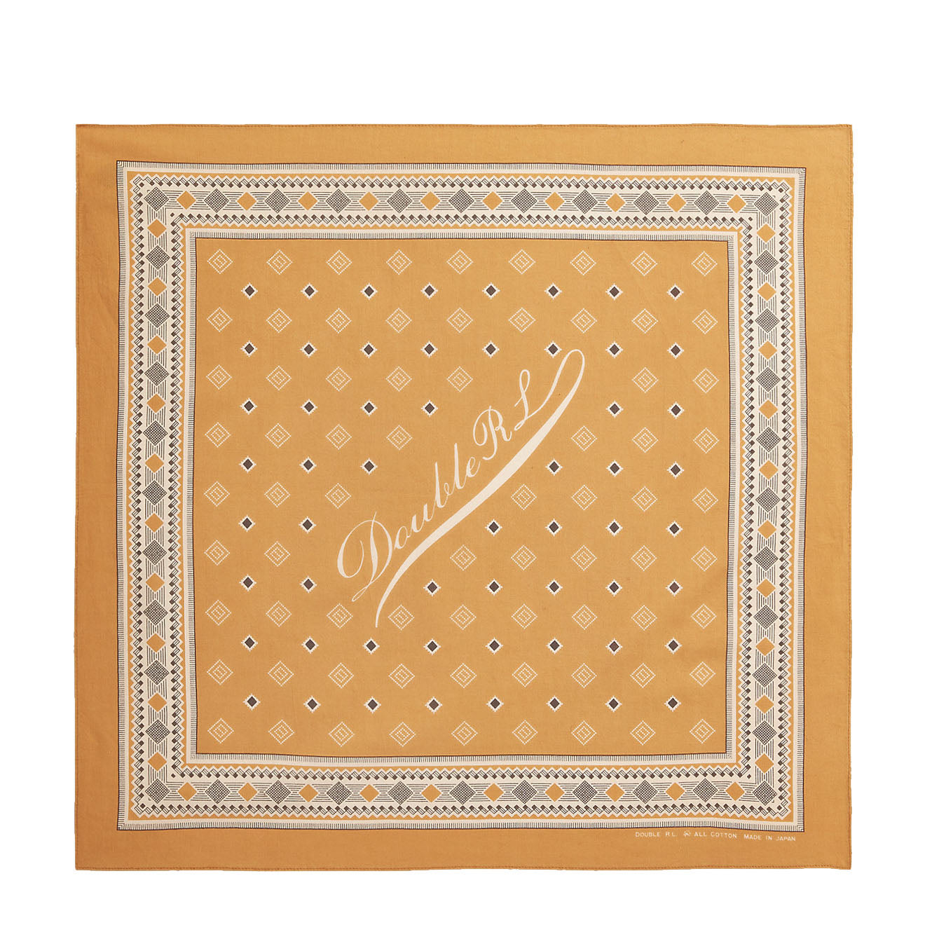 RRL by Ralph Lauren Diamond-Print Cotton Bandanna Golden Tan / Cream / Brown - The Sporting Lodge