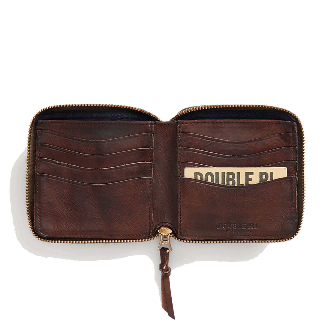 RRL by Ralph Lauren Leather Zip Wallet Dark Brown