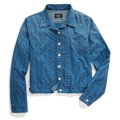 RRL by Ralph Lauren Womens Indigo Floral Cotton-Linen Shirt Jacket Indigo Multi - The Sporting Lodge