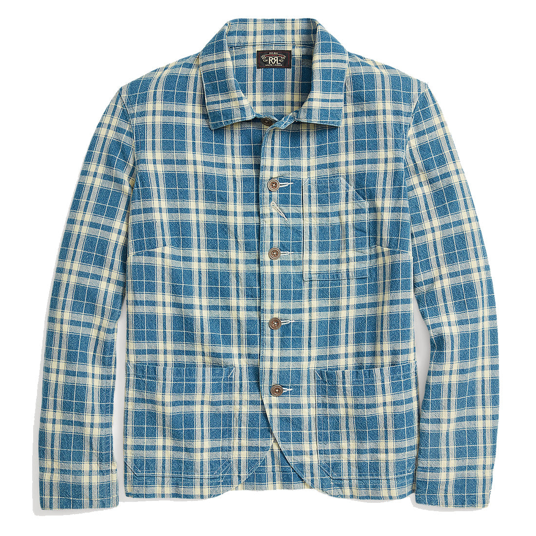 RRL by Ralph Lauren Womens Plaid Indigo Cotton-Linen Jacket Indigo / Cream  | The Sporting Lodge