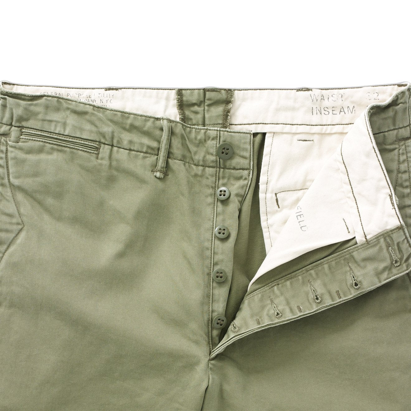 RRL by Ralph Lauren Officers Flat Pant Chino Olive - The Sporting Lodge