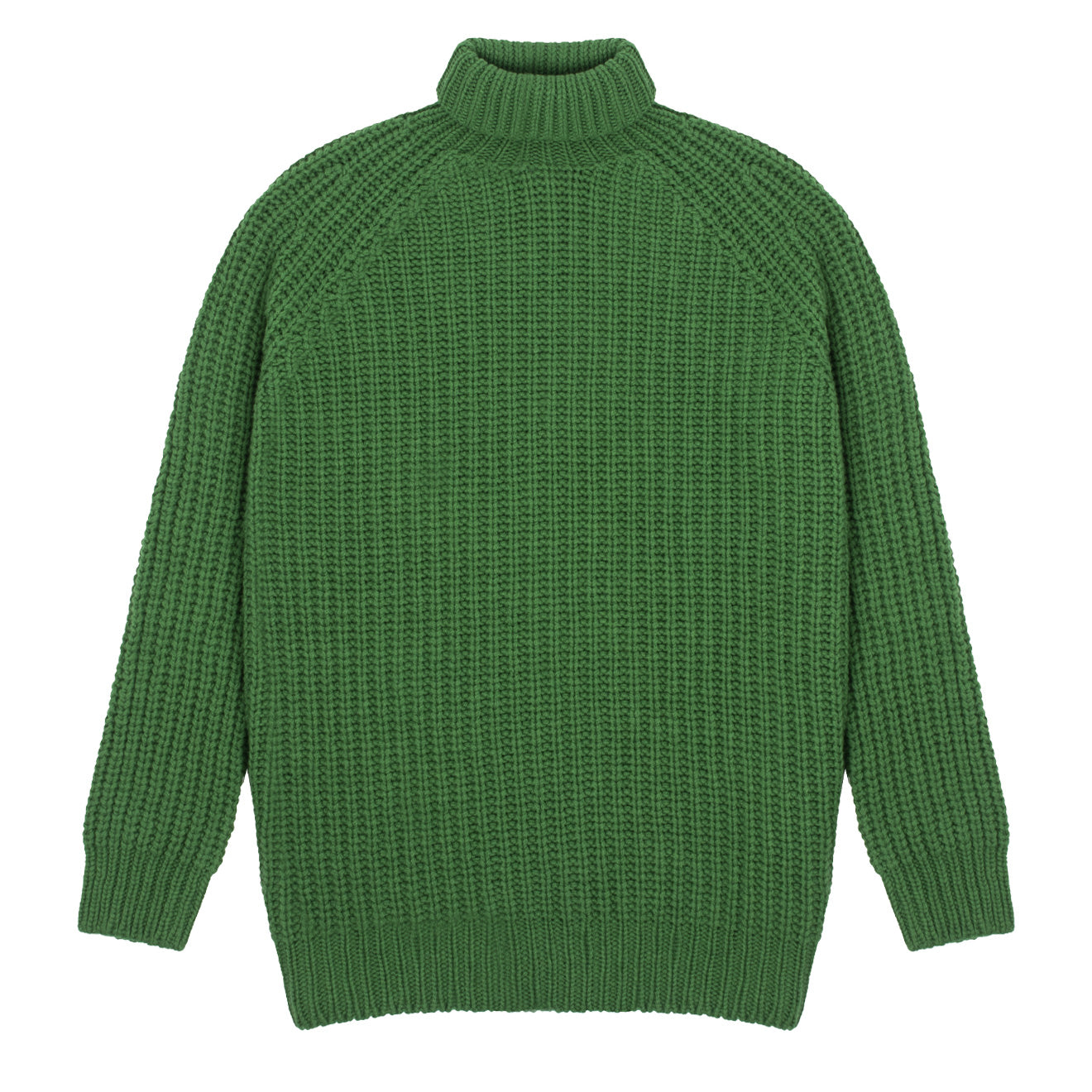 Sunspel Womens Chunky Roll Neck Jumper Bright Green - The Sporting Lodge