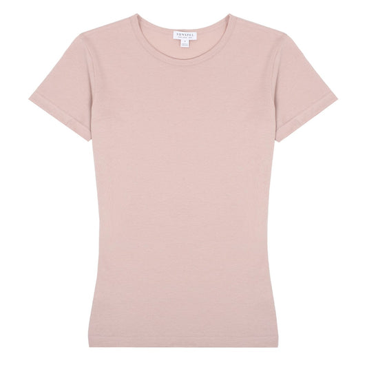 Sunspel Womens Classic T-Shirt Shell Pink - The Sporting Lodge