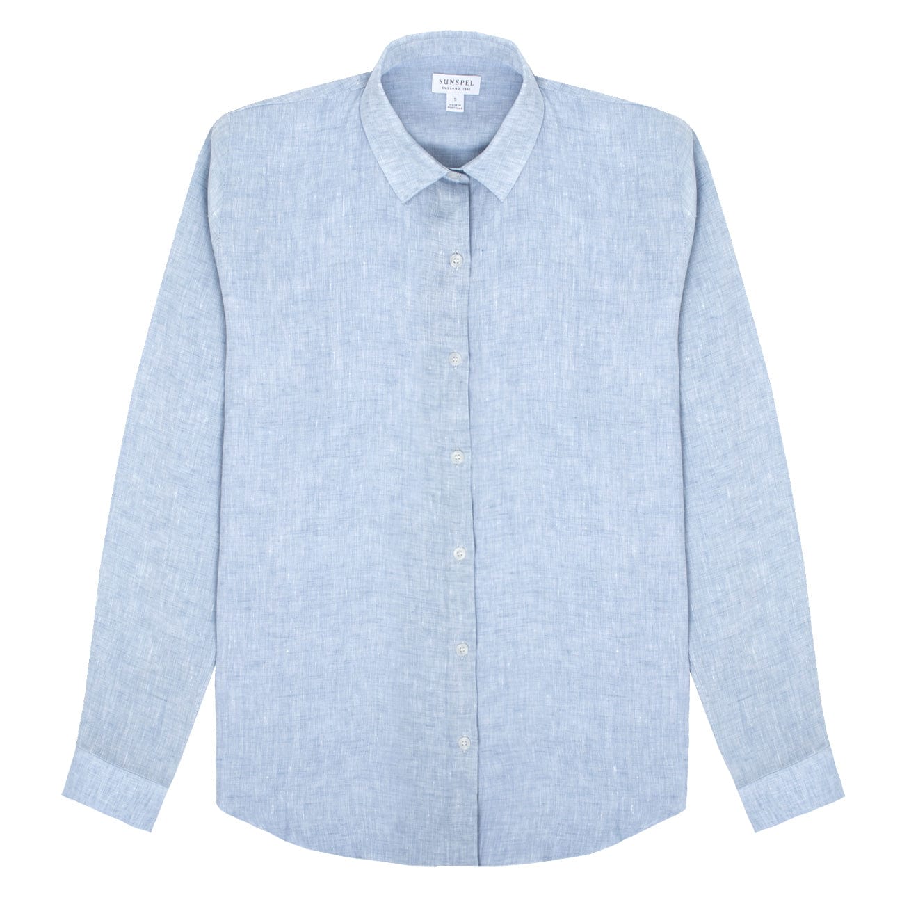 Sunspel Womens LS Linen Shirt Blue Mist - The Sporting Lodge