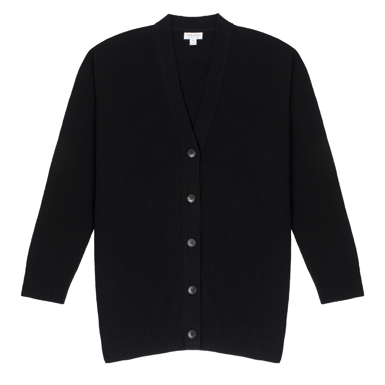 Sunspel Womens Lambswool Cardigan Black - The Sporting Lodge