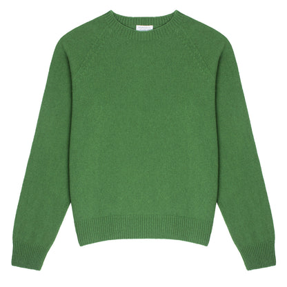 Sunspel Womens Lambswool Crew Neck Jumper Bright Green - The Sporting Lodge