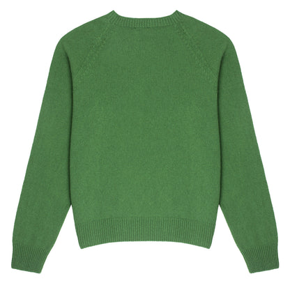 Sunspel Womens Lambswool Crew Neck Jumper Bright Green - The Sporting Lodge