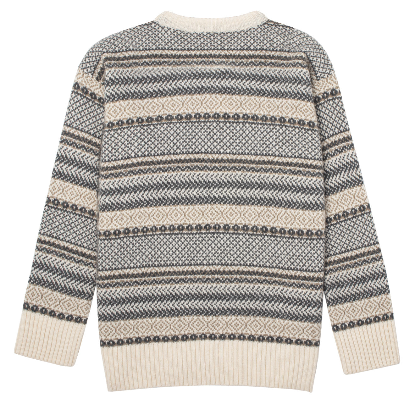 Sunspel Womens Lambswool Fairisle Jumper Ecru / Camel / Charcoal Fairisle - The Sporting Lodge