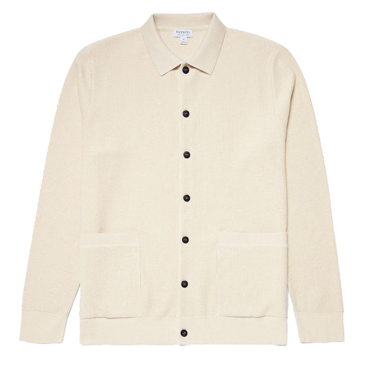 Sunspel Knitted Jacket Ecru - The Sporting Lodge