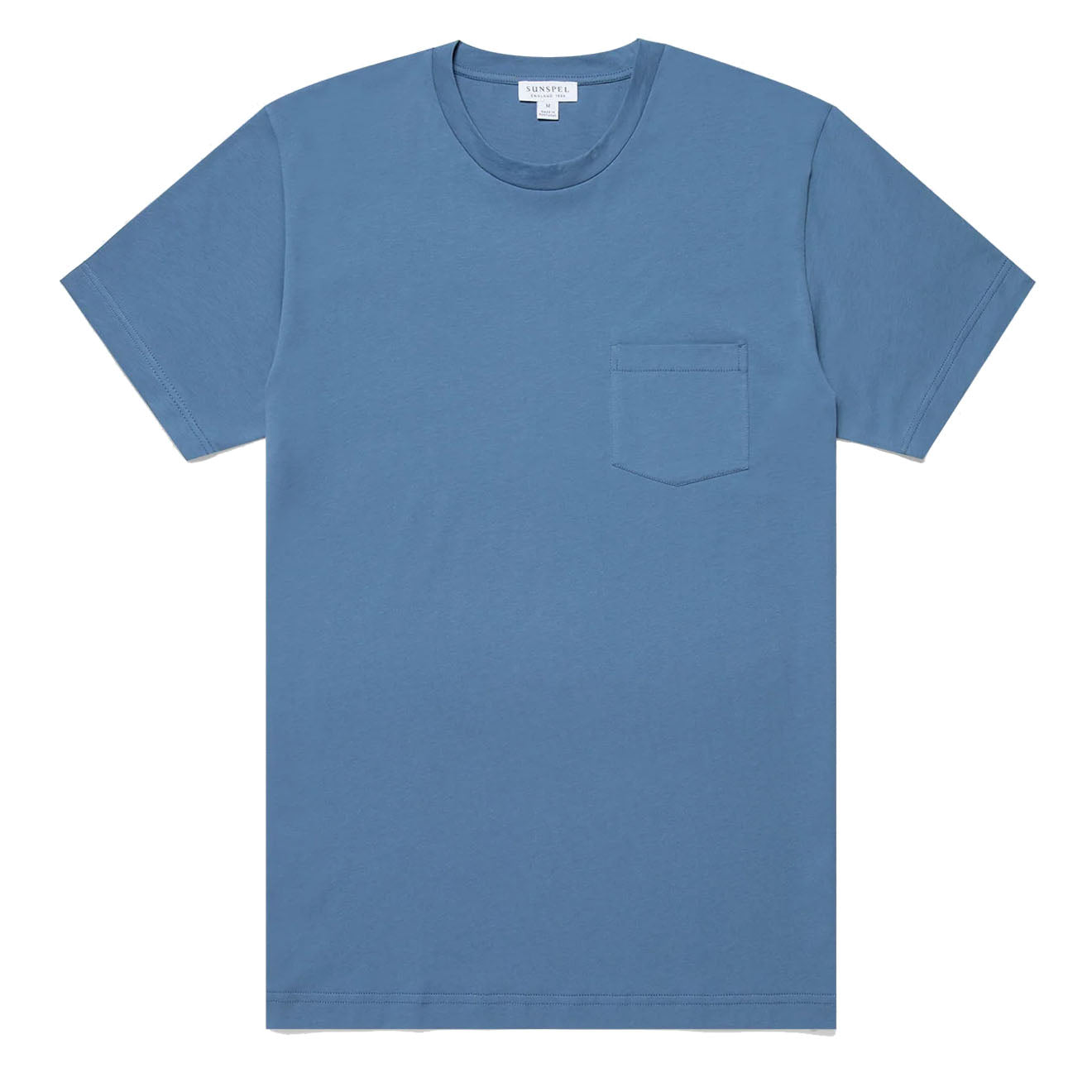 Sunspel Riviera Pocket Crew Neck T-Shirt Bluestone - The Sporting Lodge