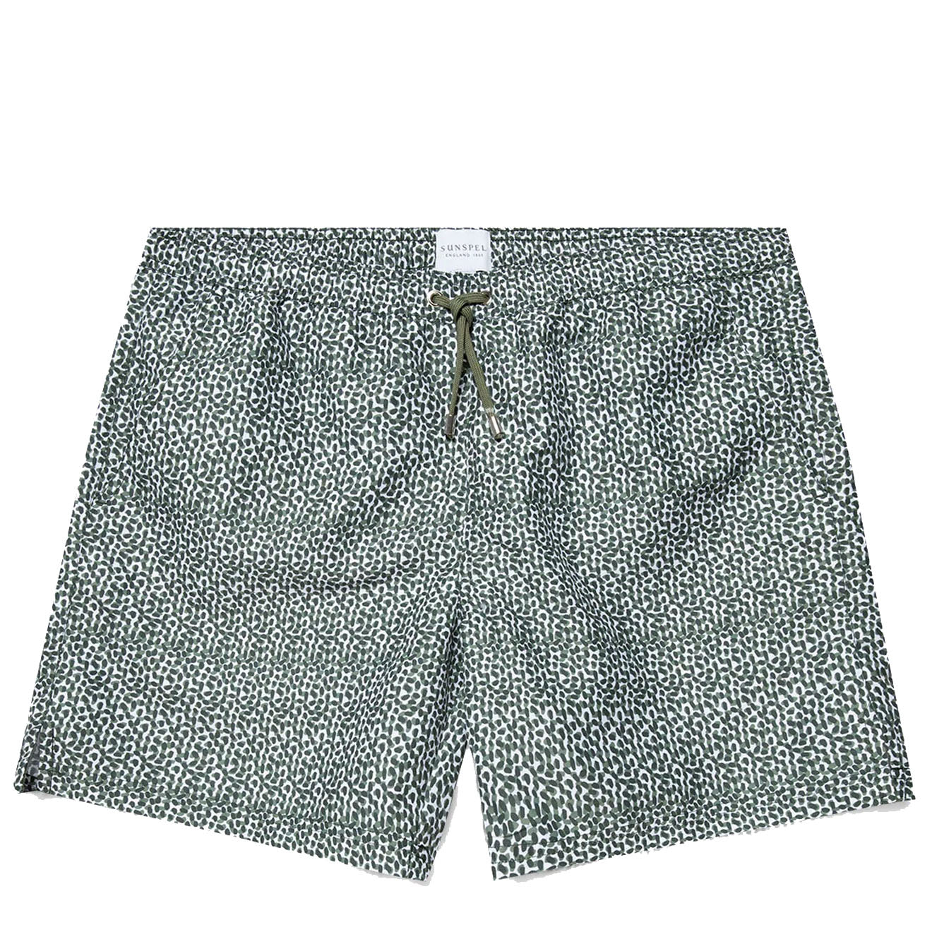 Sunspel Swim Shorts Green Painted Spot Print - The Sporting Lodge