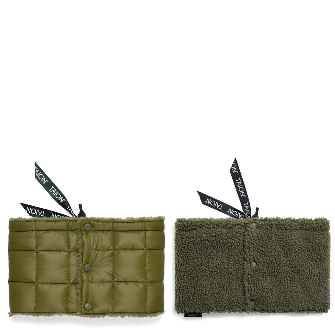 Taion Reversible Down Neck Warmer Olive / D. Olive - The Sporting Lodge