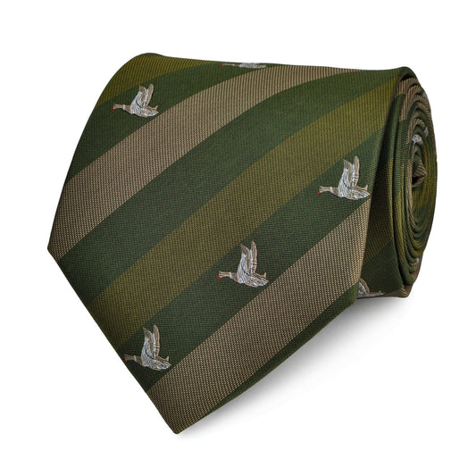 Traditional English Flying Ducks Tie Green - The Sporting Lodge