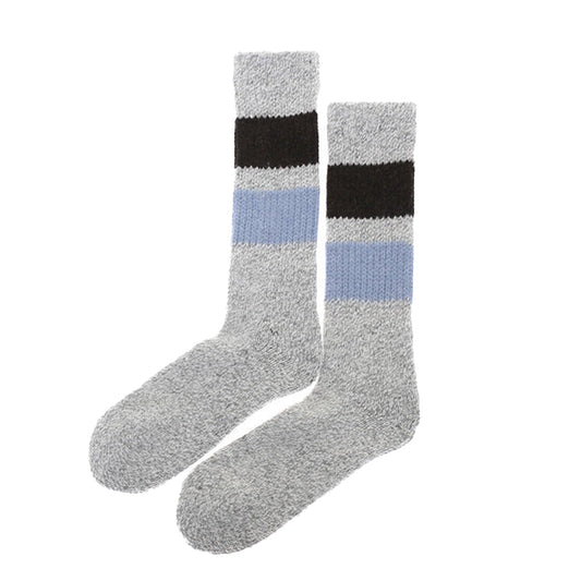 Rototo Retro Winter Outdoor Socks Gray / Dark Brown / Light Blue - The Sporting Lodge